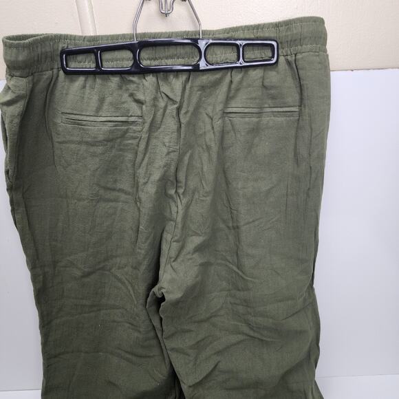 Army / Olive Green Elastic Drawstring Pull-On Straight Leg Pants Women's Size M - Picture 2 of 5